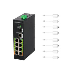 8-Port EOC & POE Hybrid Switch, Up to 2,500ft POE + Data Transmission over Cat5E Network Cable or Coaxial Cable