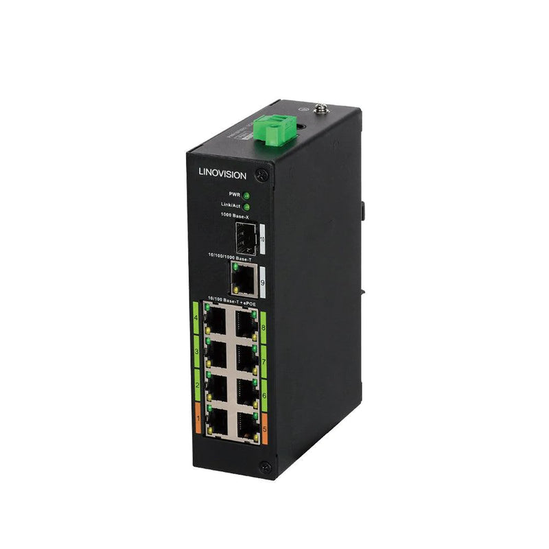 8 Port Industrial Unmanaged POE & EOC Hybrid ePOE Switch with Ethernet Over Coax Technology Supports POE Over Coax Transmission Comes with 8 EOC Adapters and EOC Transmitters