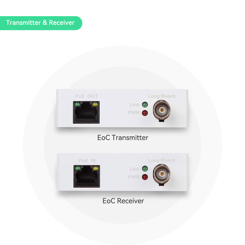 PoE + Ethernet over Coaxial (EOC) Converter, Upgrade Analog to IP Surveillance System without Replacing Coaxial Cables