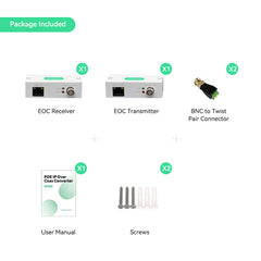 PoE + Ethernet over Coaxial (EOC) Converter, Upgrade Analog to IP Surveillance System without Replacing Coaxial Cables