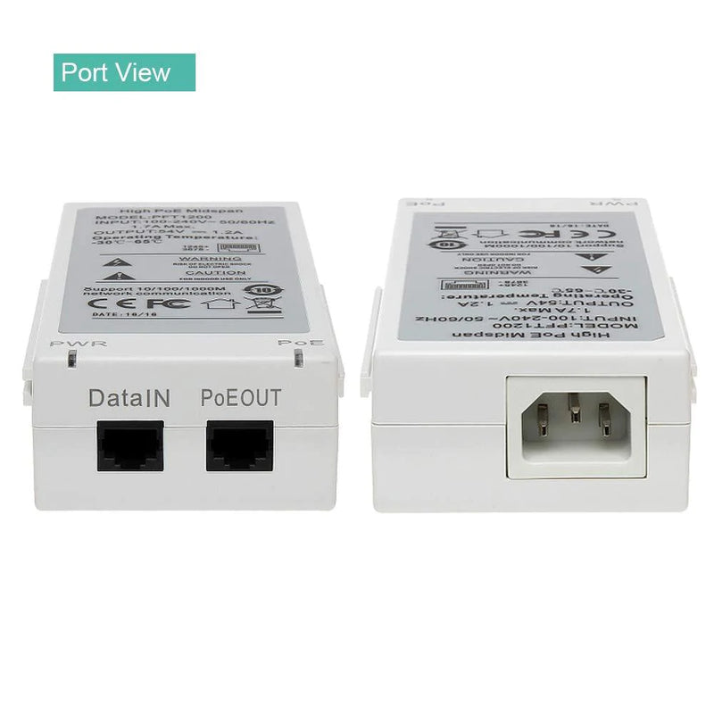 60W Gigabit Ultra POE Injector PFT1200 Single Port Hi-POE Midspan 802 ...