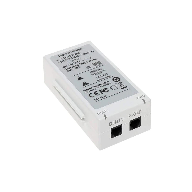 60W Gigabit Ultra POE Injector PFT1200 Single Port Hi-POE Midspan 802.3at/af, 10/100/1000Mbps