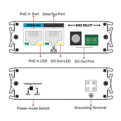 Industrial Gigabit POE+ Splitter, Hot Switchable DC12V or DC24V Output, Wide Voltage Input, IEEE802.3af/at POE to DC Power Supply for Security Cameras, Wireless AP, Access Control Systems